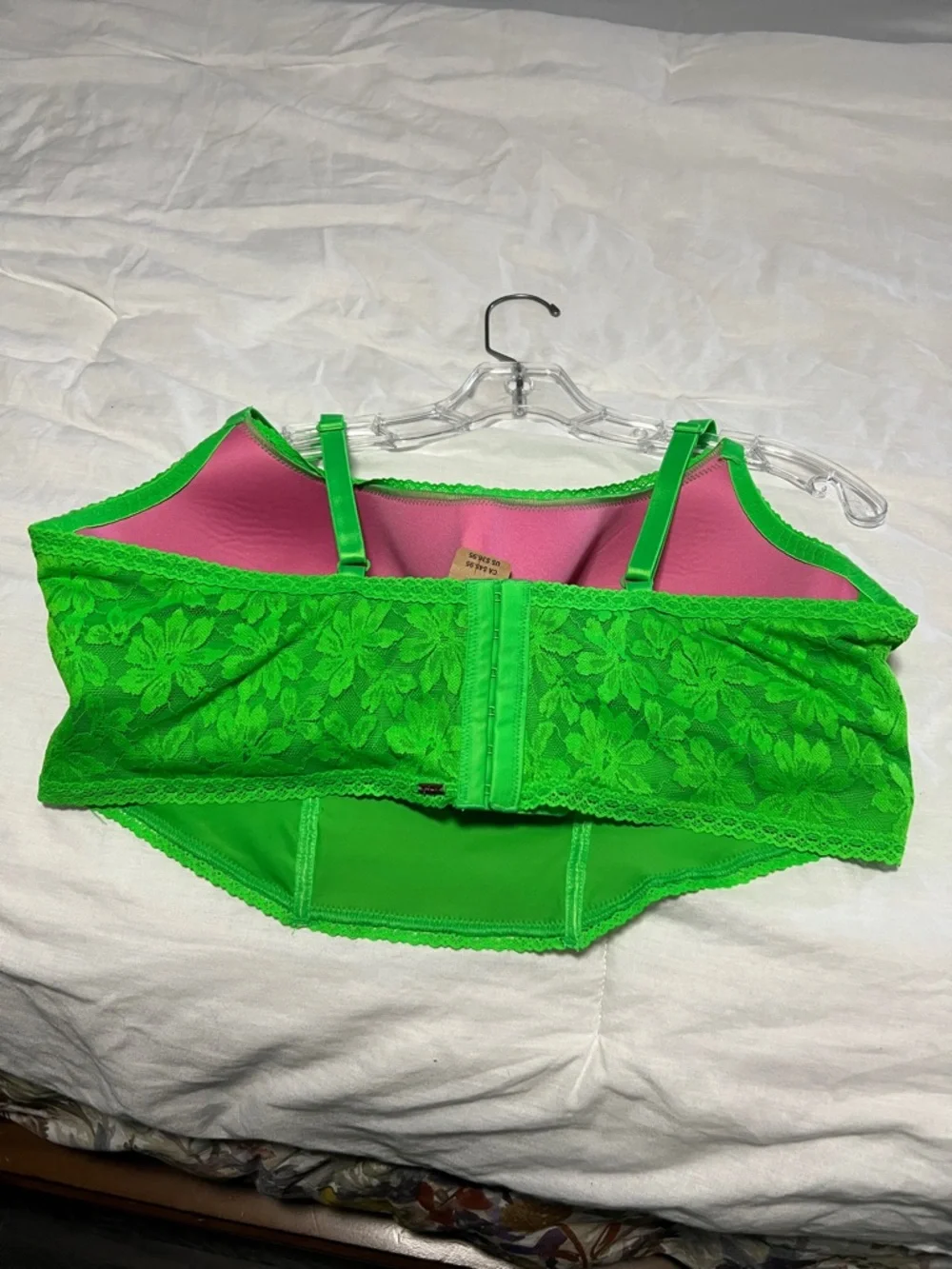 Pink by Victoria Secret Lace Bralette Camisole in Green with extra bra support - Picture 2 of 5